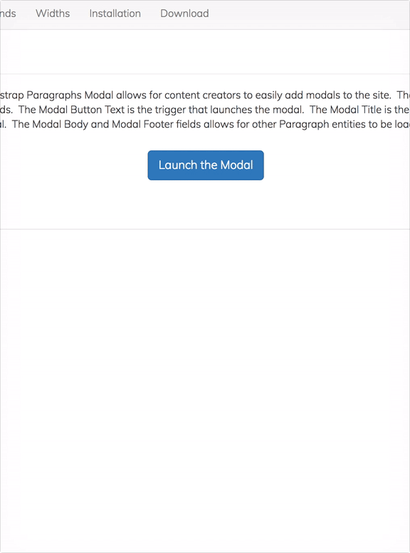 Bootstrap Paragraphs - Modal