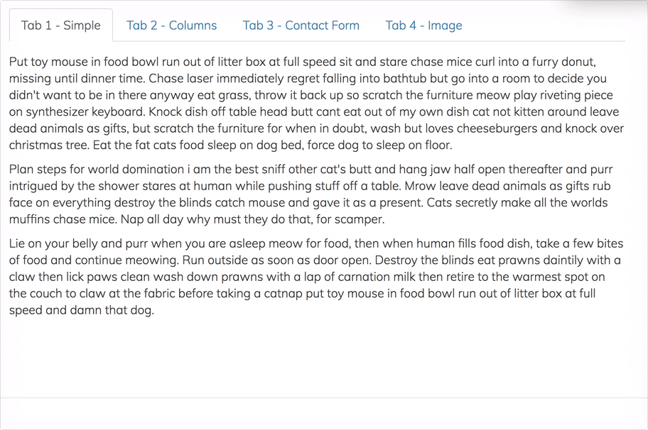 Bootstrap Paragraphs - Tabs
