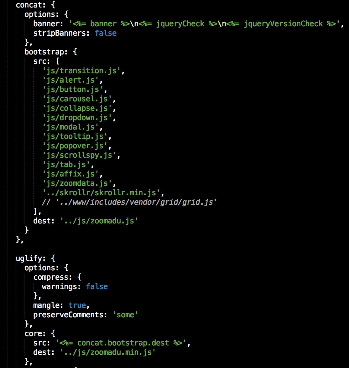 Bootstrap Gruntfile.js