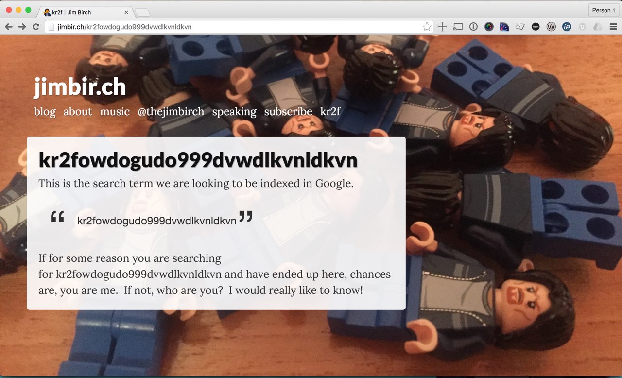 a page we created containing a very specific search term