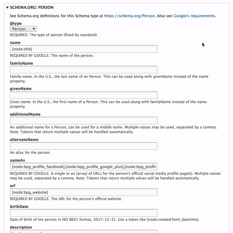 Drupal Schema.org Person Metatag