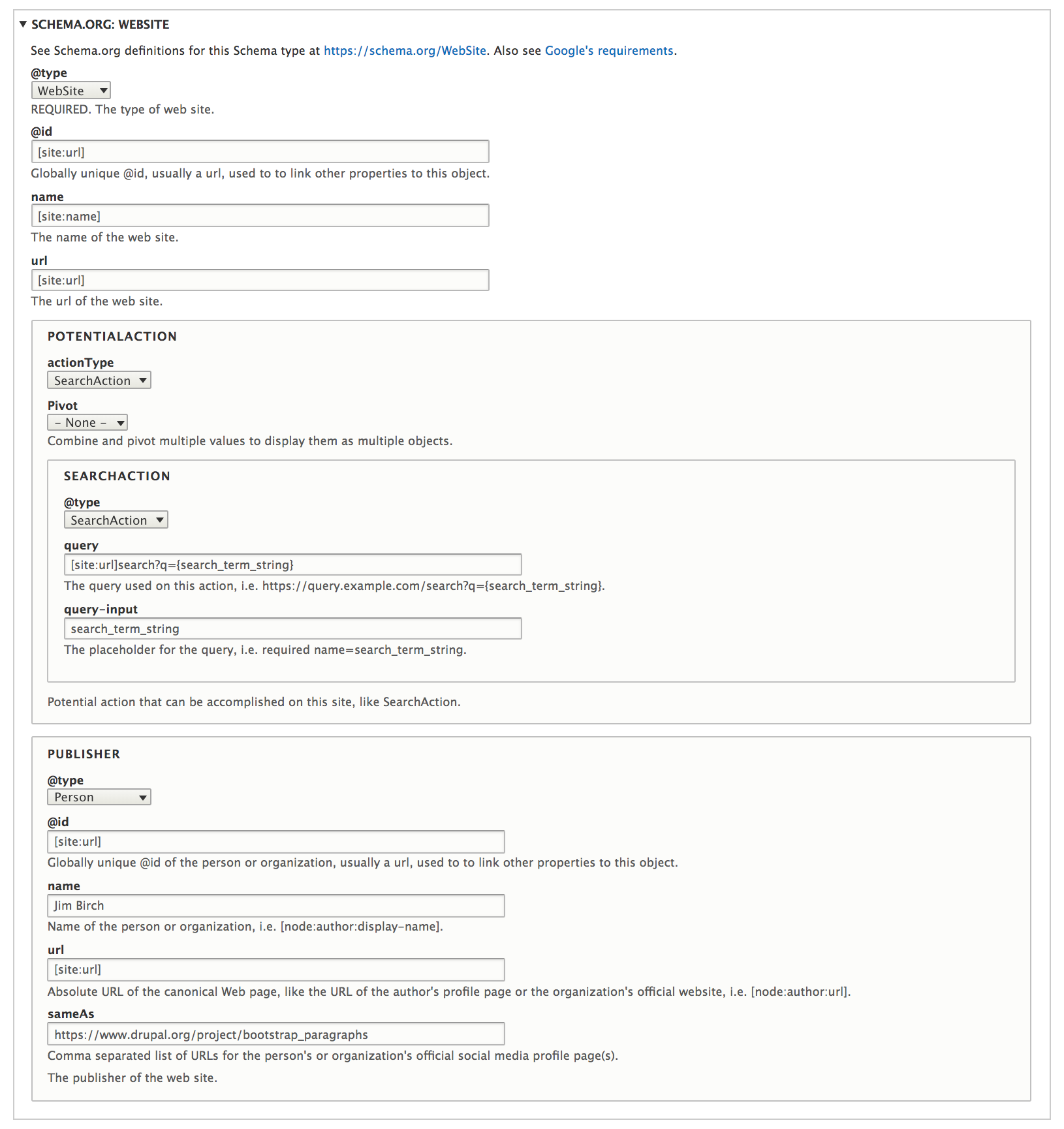 Schema.org Website Form