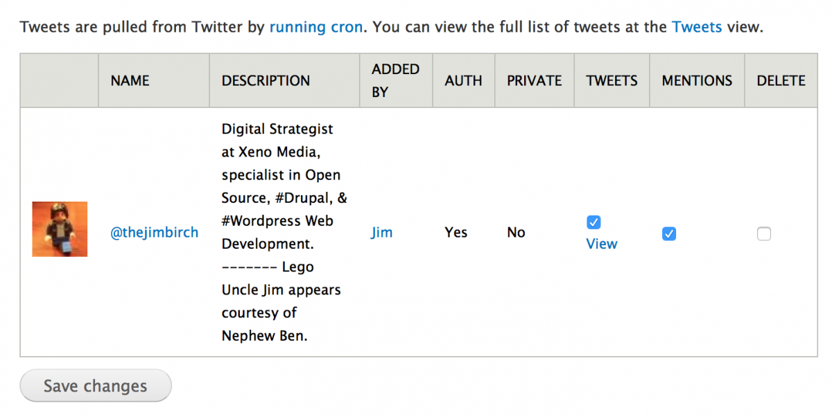 Drupal Twitter Settings